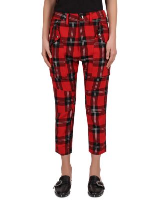 The Kooples Cropped Glitter Check Pants | Bloomingdale's