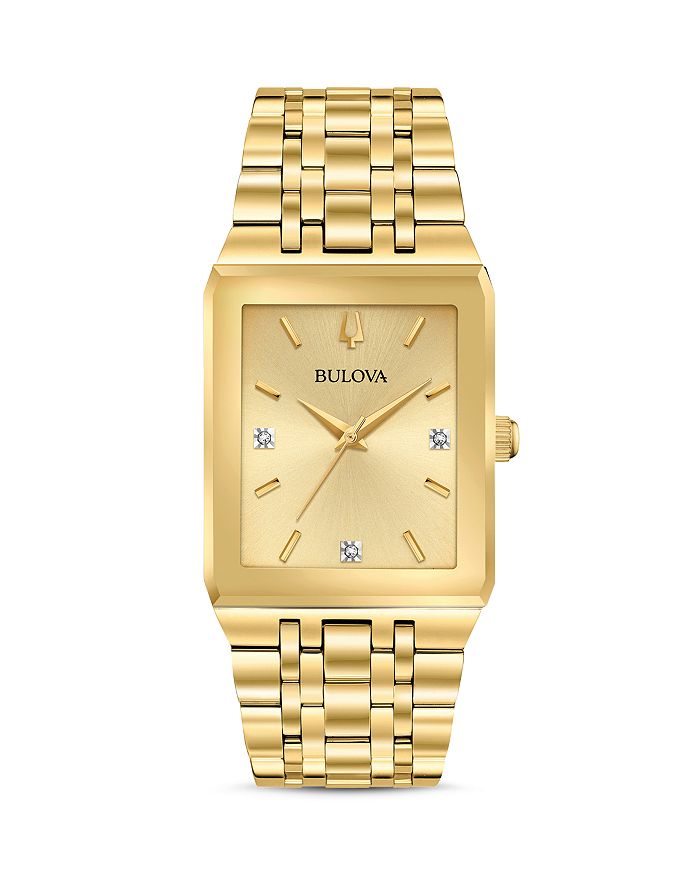 Shop Bulova Futuro Quadra Gold-tone Link Bracelet Watch, 30mm X 45mm