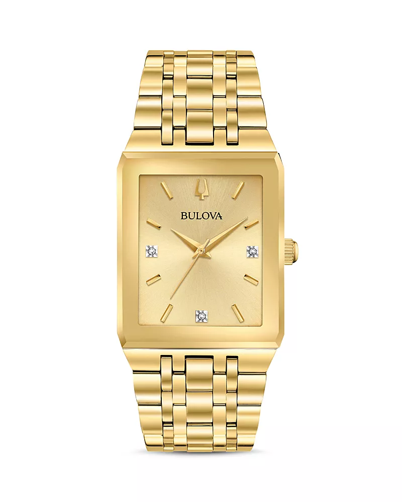 Bulova Futuro Quadra Gold-Tone Link Bracelet Watch, 30mm x 45mm
