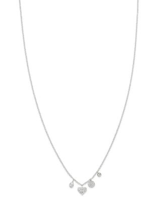 Meira T - 14K White Gold Diamond Charm Necklace, 18"