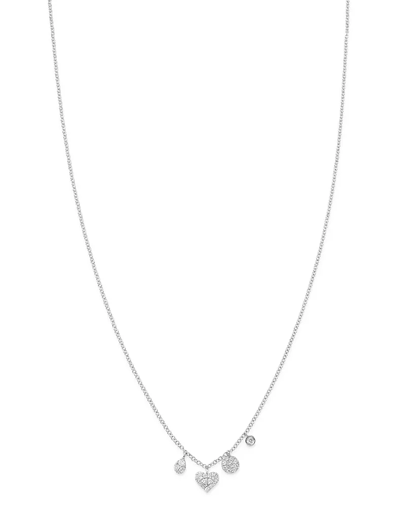 Meira T 14K White Gold Diamond Charm Necklace, 18