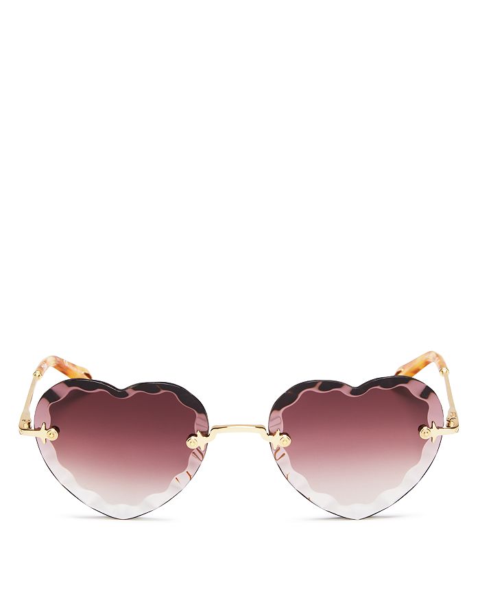 Chloé Women's Rosie Heart Sunglasses, 55mm In Gold/wine Gradient
