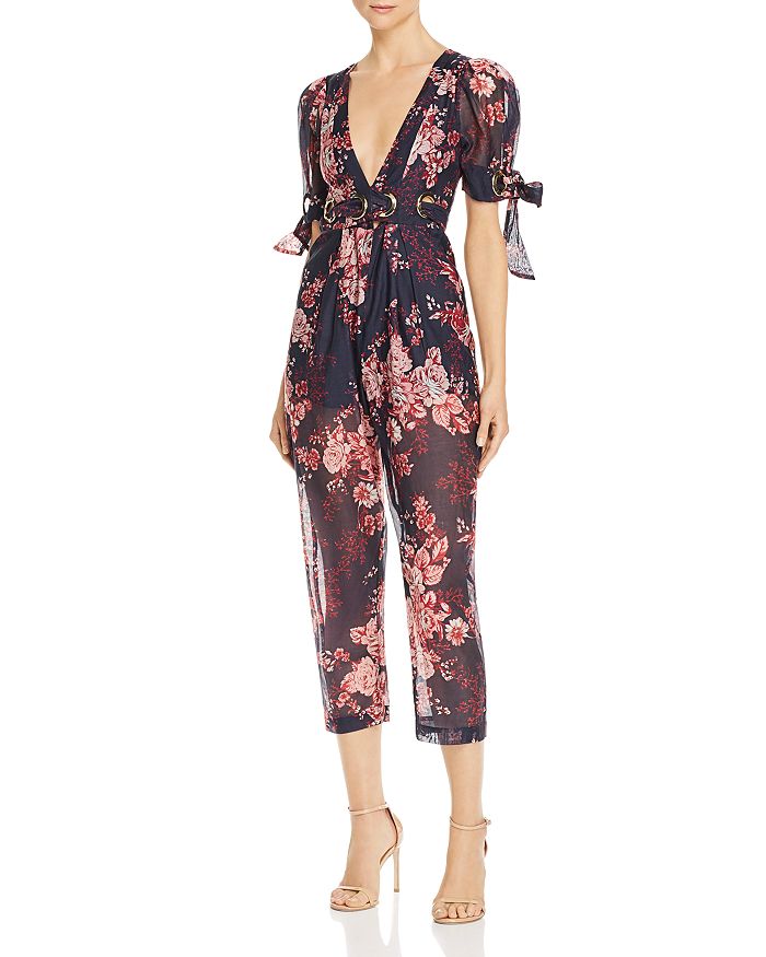 Alice Mccall Everything Plunging Floral Jumpsuit In Ink
