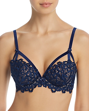 Dita Von Teese Dahlia Lace Balconette Bra In Ink Blue