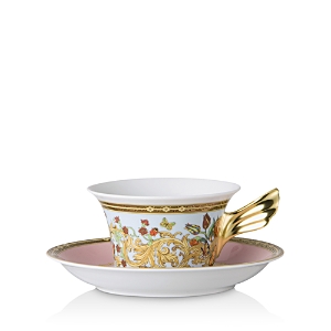Versace Rosenthal  Butterfly Garden Teacup & Saucer In Gold