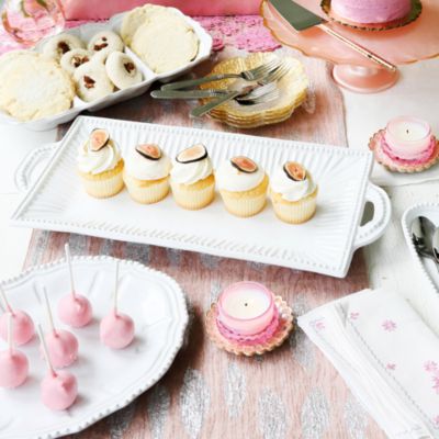 Incanto Stone White Stripe Rectangular Handled Platter