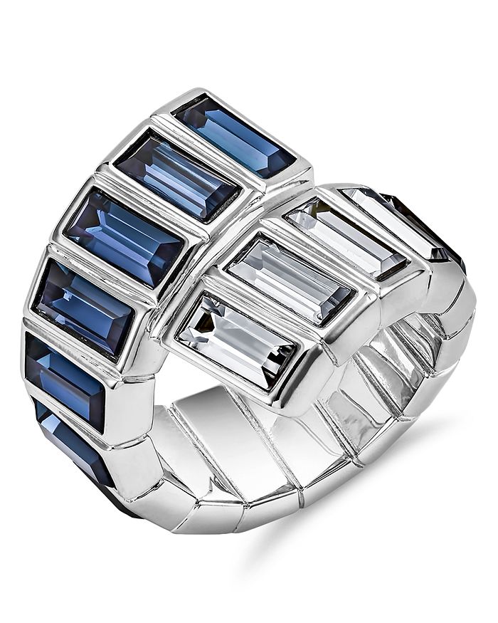 Atelier Swarovski Core Collection Fluid Azzurro Wrap Ring In Montana/silvershade