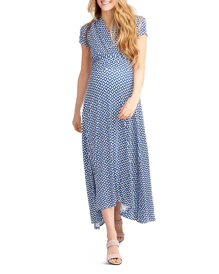 Nom Maternity Caroline Printed High/Low Maxi During & After Dress ...