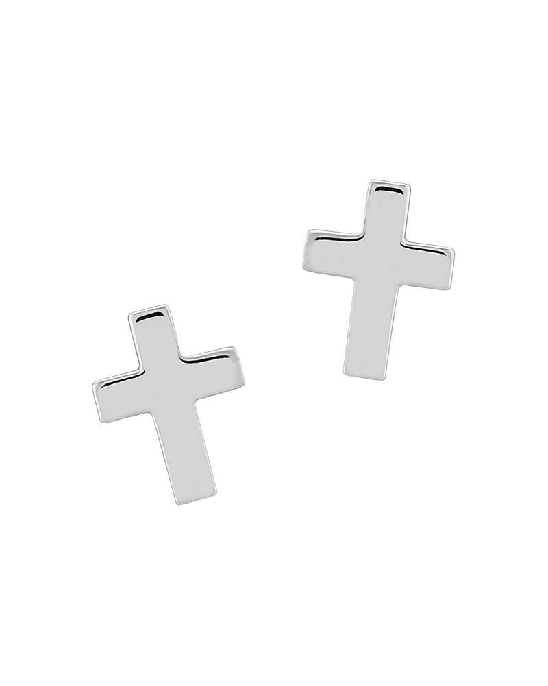 Bloomingdale's Fine Collection Medium Cross Stud Earrings in 14K White Gold