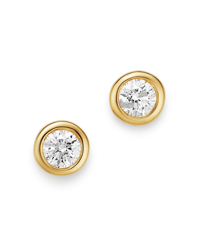 Bloomingdale's Diamond Bezel Set Stud Earrings In 14k Yellow Gold, 0.20 Ct. T.w. - 100% Exclusive In White/gold