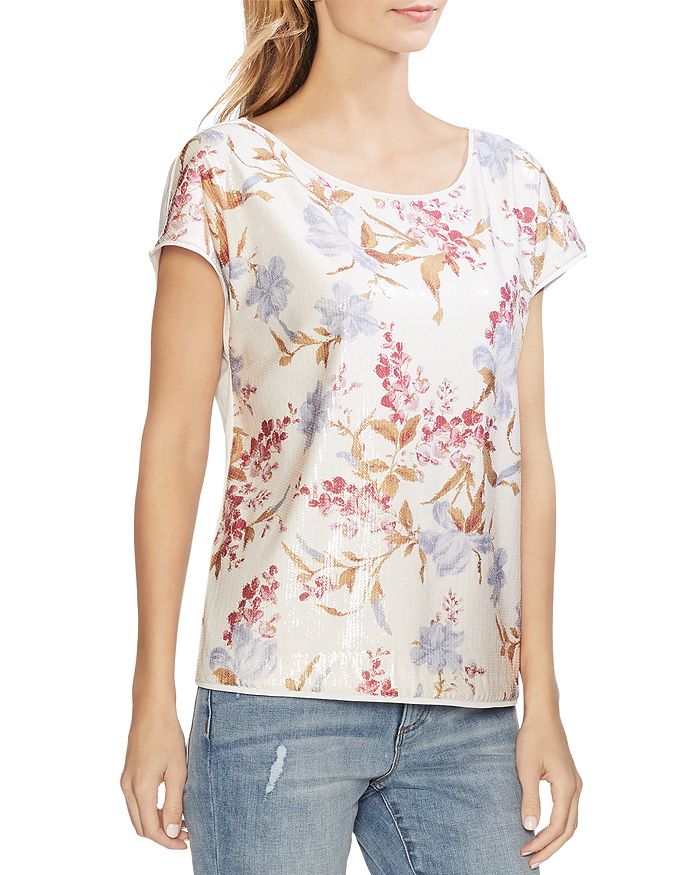 VINCE CAMUTO WILDFLOWER SEQUINED TOP,9129143