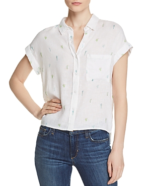 Rails Whitney Cactus Print Shirt In White Watercolor Cactus