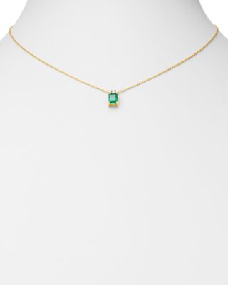 Emerald & Diamond Pendant Necklace in 14K Yellow Gold, 16" 