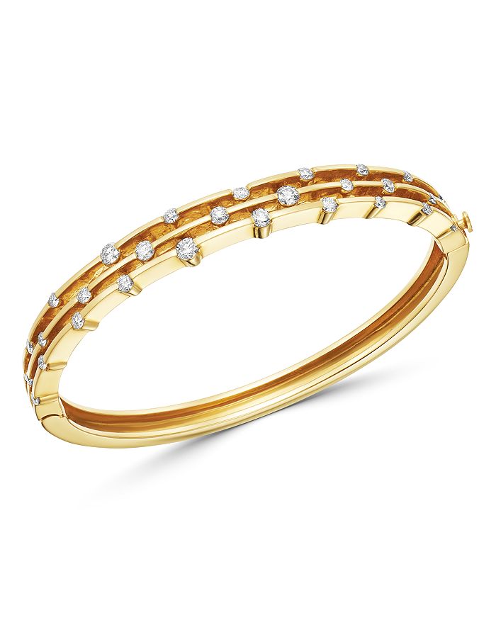 Bloomingdale's Diamond Multi-row Bangle In 14k Yellow Gold, 1.35 Ct. T.w. - 100% Exclusive In White/gold