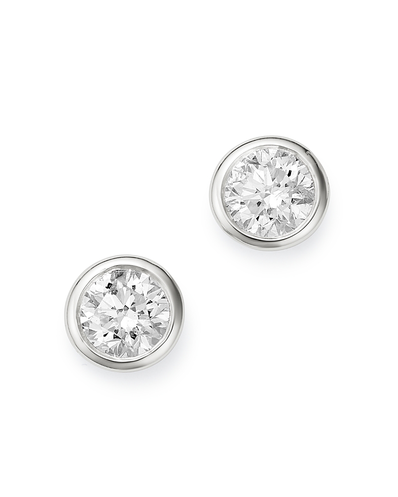 Bloomingdale's Diamond Bezel Set Stud Earrings In 14k White Gold, 0.75 Ct. T. W. - Exclusive In White