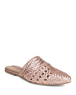 women's woven leather mules