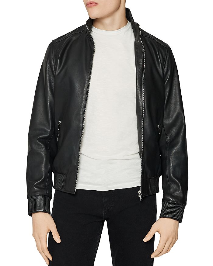 REISS Harris Leather Bomber Jacket | Bloomingdale's