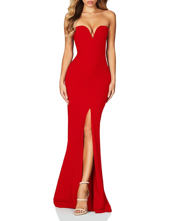 Nookie Honey Strapless Gown In Flame