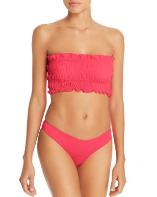 women's smocked tube bandeau bikini top