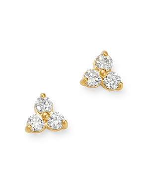 Diamond Three-Stone Stud Earrings in 14K Yellow Gold, 0.20 ct. t.w. - 100% Exclusive