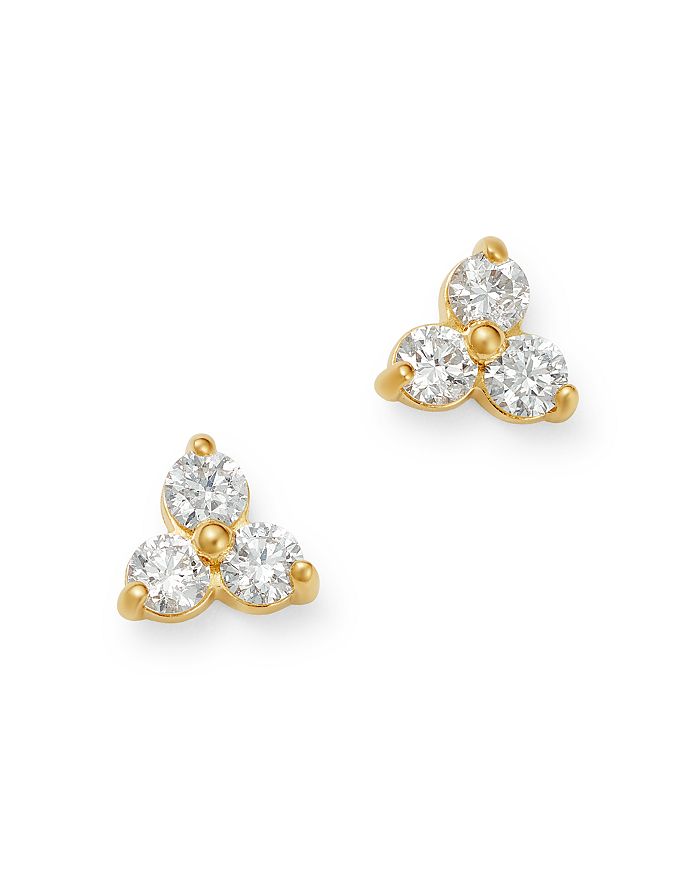 Bloomingdale's Diamond Three-stone Stud Earrings In 14k Yellow Gold, 0.20 Ct. T.w. - 100% Exclusive In White/gold