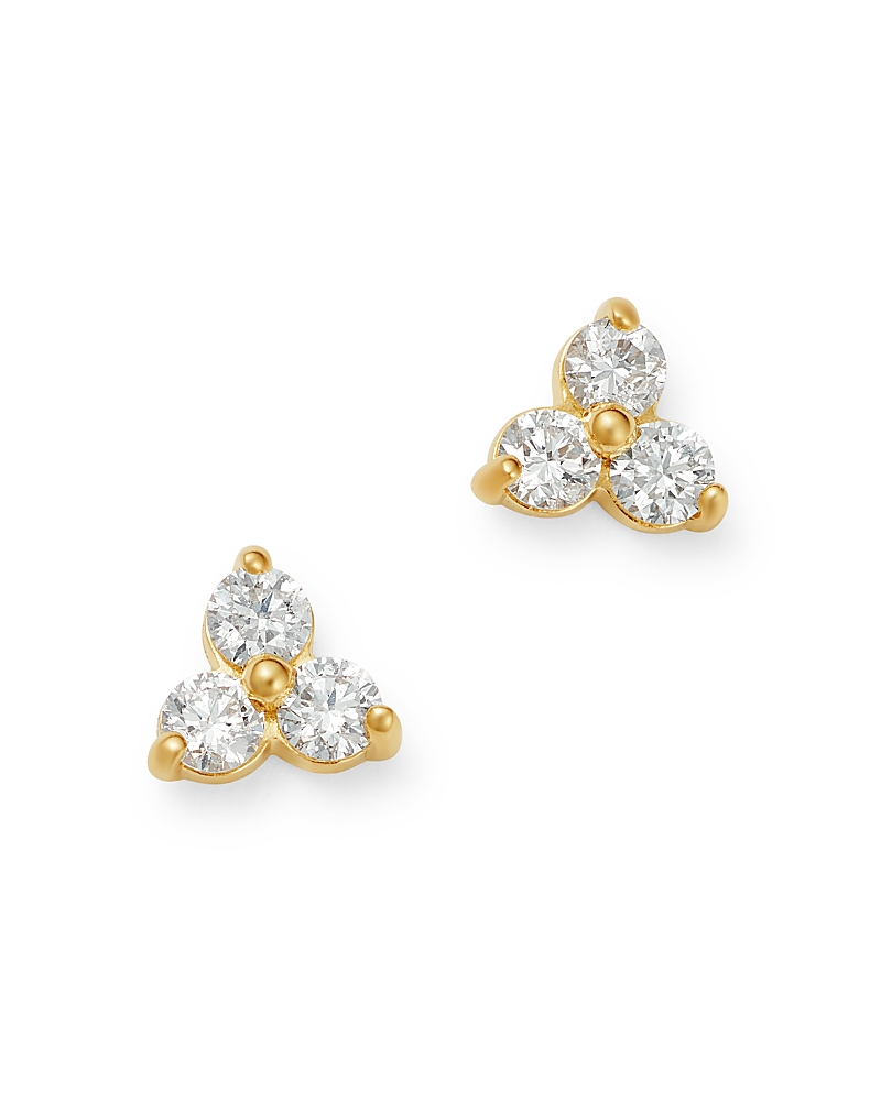 Bloomingdale's Fine Collection Diamond Three-Stone Stud Earrings in 14K Yellow Gold, 0.20 tcw
