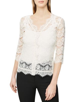 REISS Geneva Lace Top | Bloomingdale's