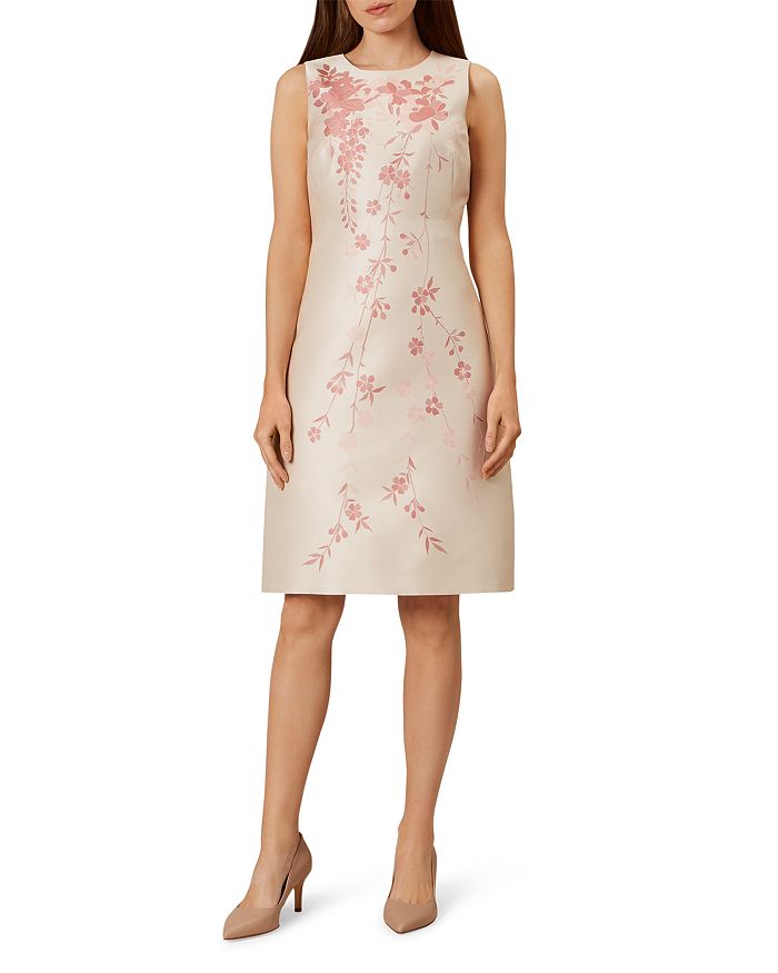 Hobbs London Melody Floral Jacquard Dress In Oyster Posie