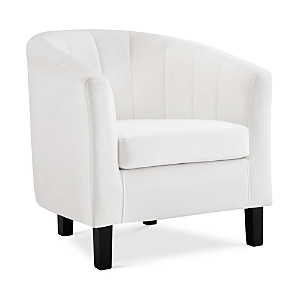 Modway Prospect Channel Tufted Upholstered Velvet Armchair In White