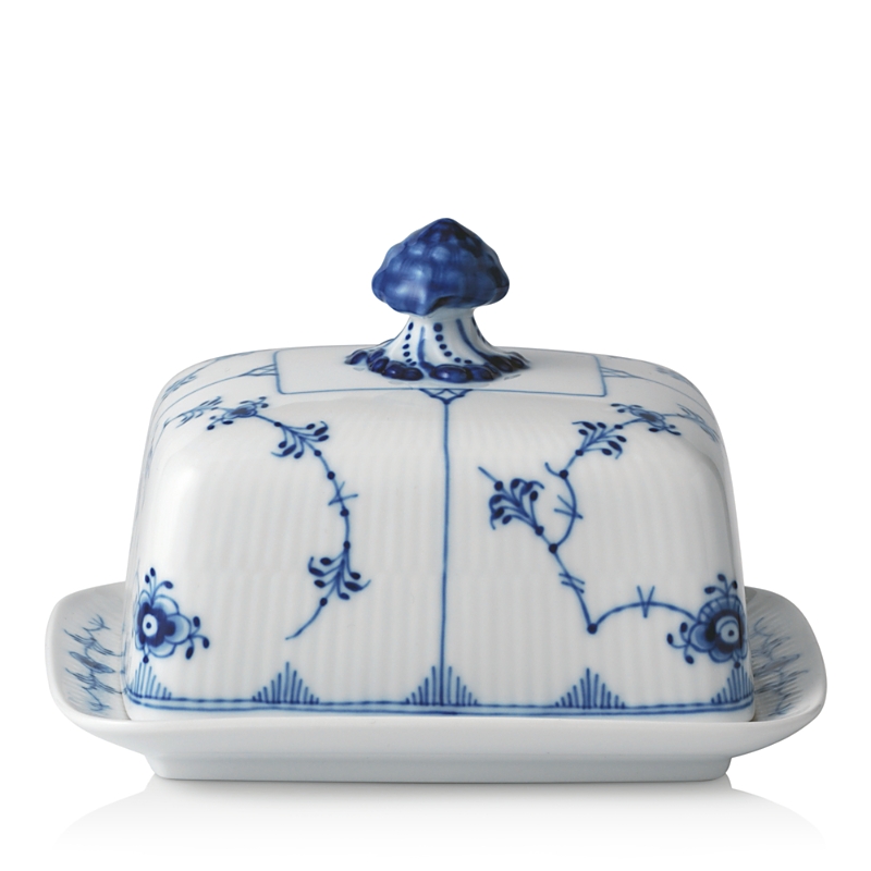 Royal Copenhagen Blue Fluted Plain Butter Dish In Blue