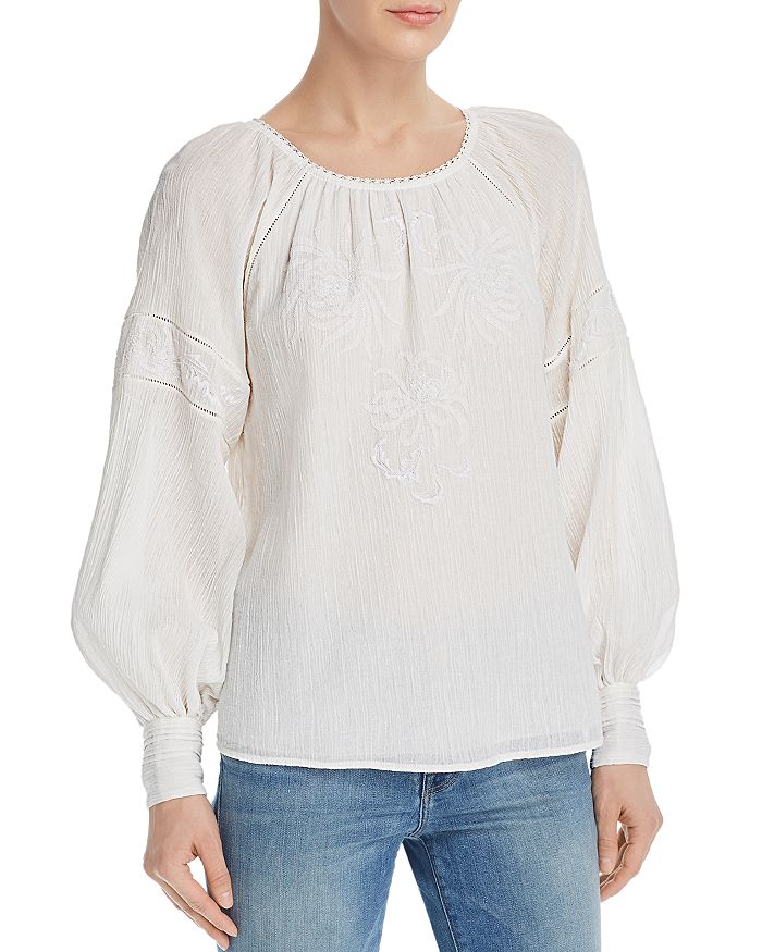 JOIE Mitney Embroidered Peasant Top,19-1-002395-TP02858