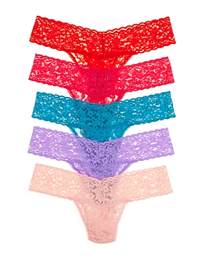 Hanky Panky Signature Low-rise Thongs, Set Of 5 In Sicilian Granitas