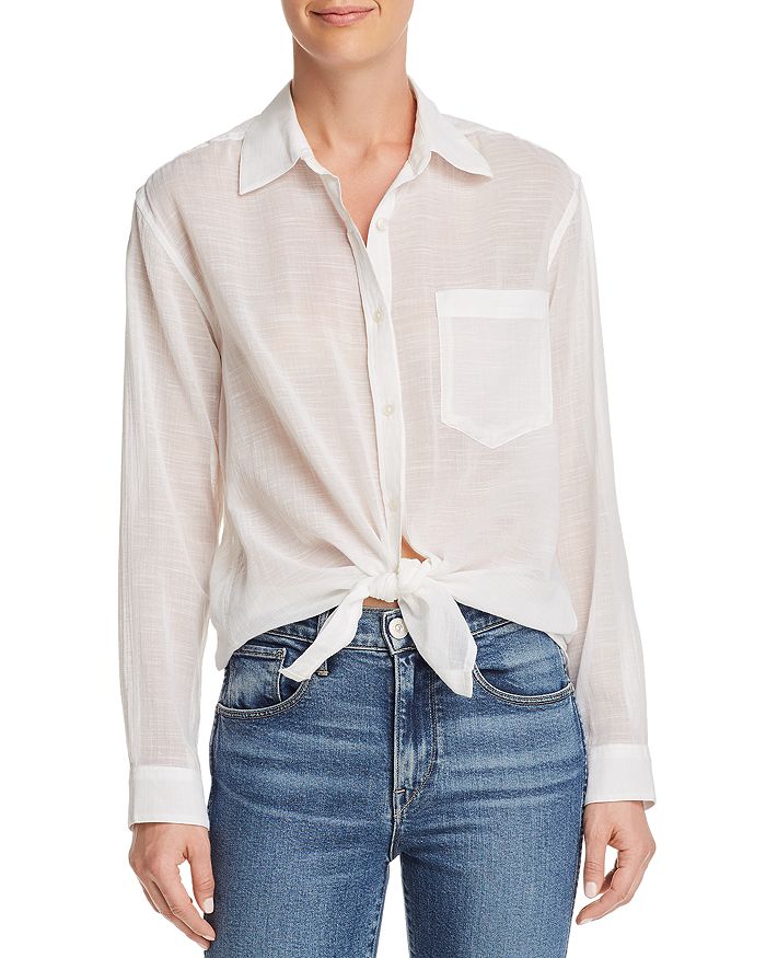 7 FOR ALL MANKIND KNOT-FRONT BUTTON-DOWN SHIRT,AN1384K129
