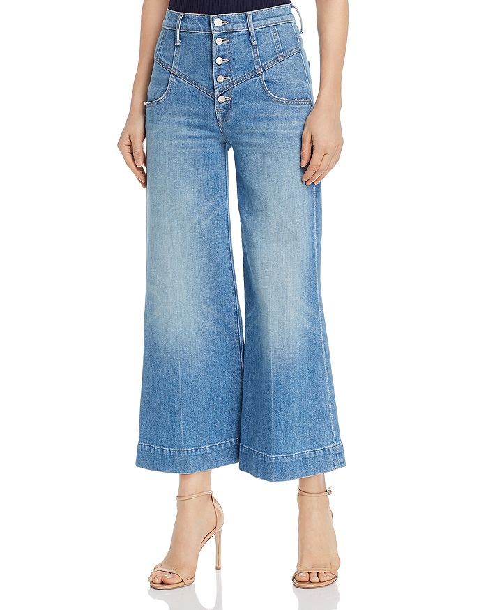 MOTHER THE SWOONER ROLLER CROPPED WIDE-LEG JEANS IN POST NO BILLS,1215-259