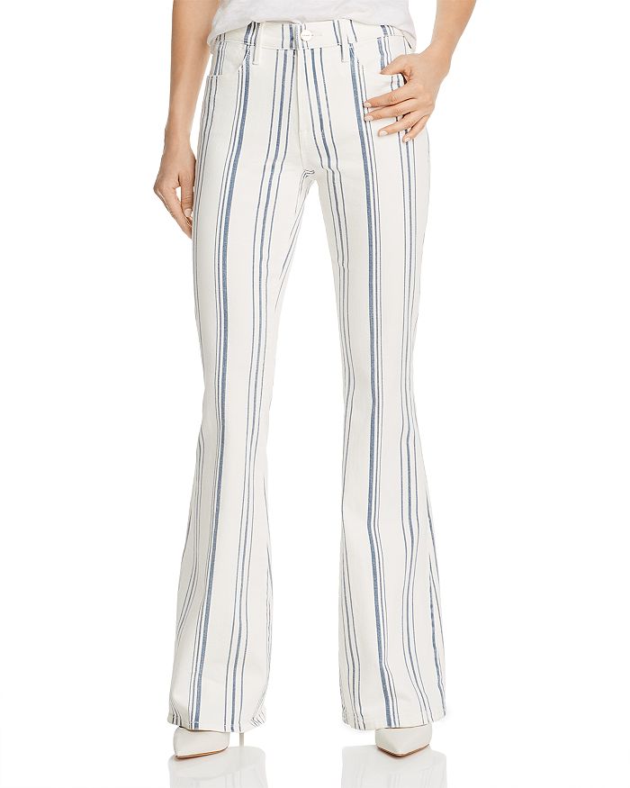 FRAME LE HIGH FLARED STRIPED JEANS IN BLANC MULTI,LHFBBS790S