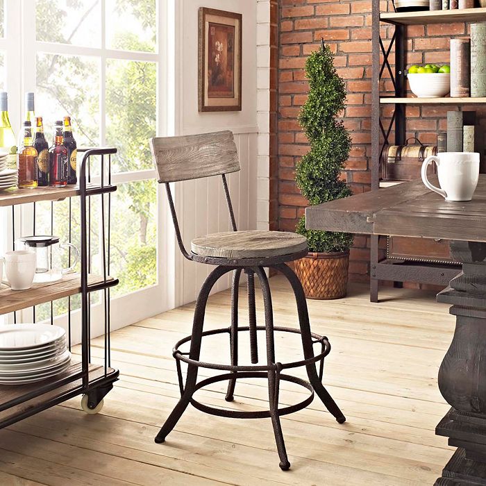 Modway Procure Wood Bar Stool In Brown