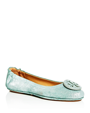 Tory Burch Women's Minnie Travel Ballet Flats In Metallic Garden Sage