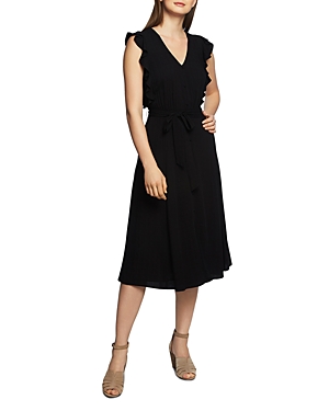 1.state Sleeveless Ruffle-trim Midi Dress In Rich Black