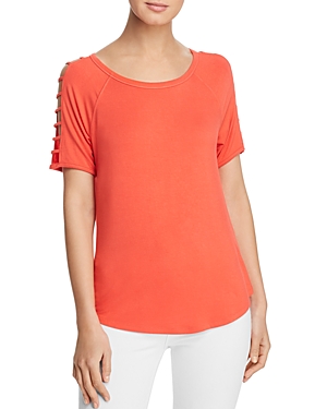 Avec Sleeve-cutout Top In Coral Bliss