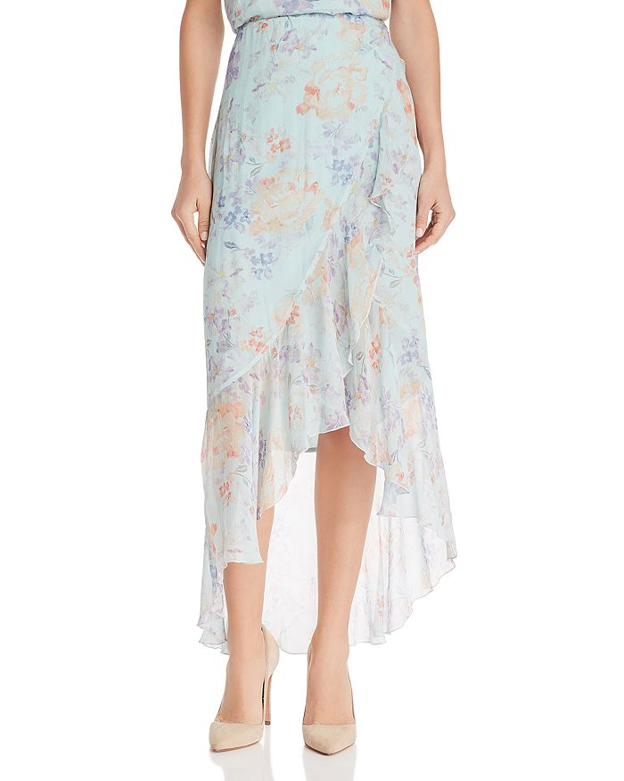 Alice and Olivia Alice + Olivia Caily Ruffled Floral High/Low Skirt ...