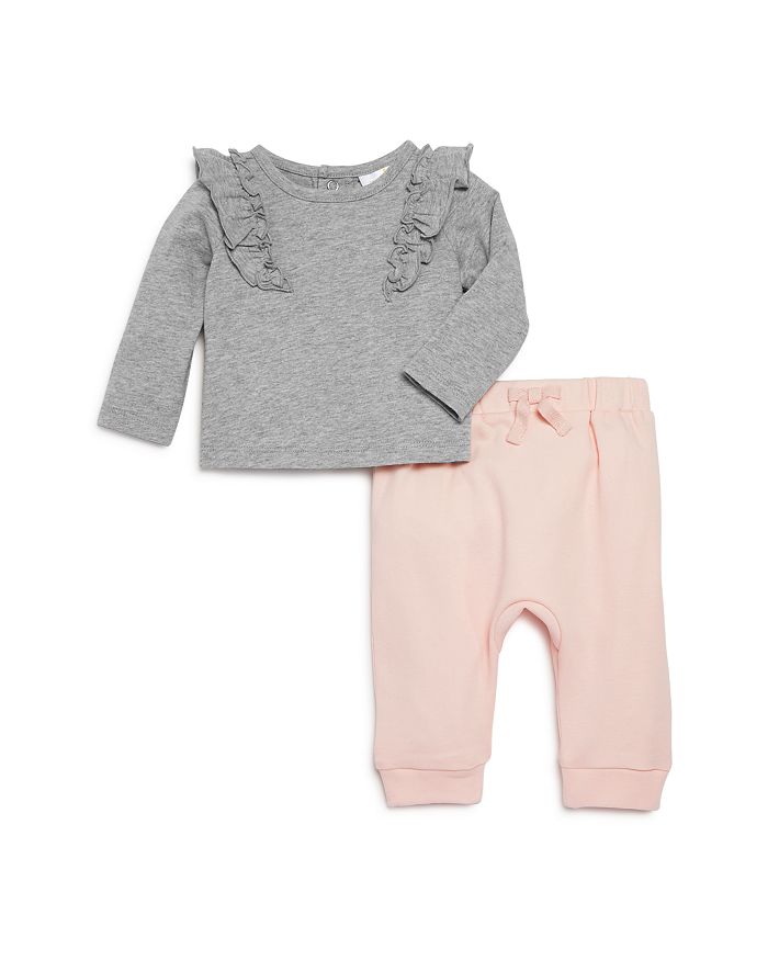 Bloomie's Girls' Ruffled Top & Jogger Trousers Set, Baby - 100% Exclusive In Grey