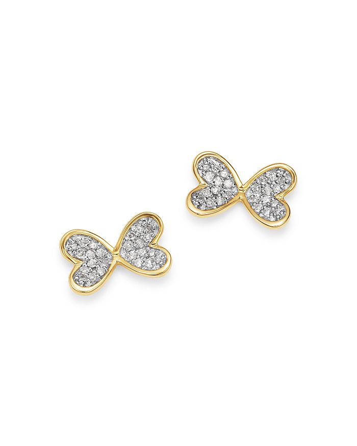 Adina Reyter 14k Yellow Gold Diamond Butterfly Stud Earrings In White/gold