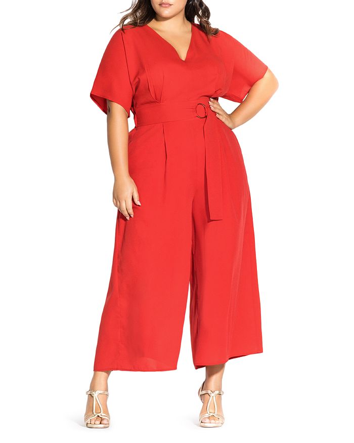 City Chic Plus Belted Wide Leg Jumpsuit Bloomingdale s