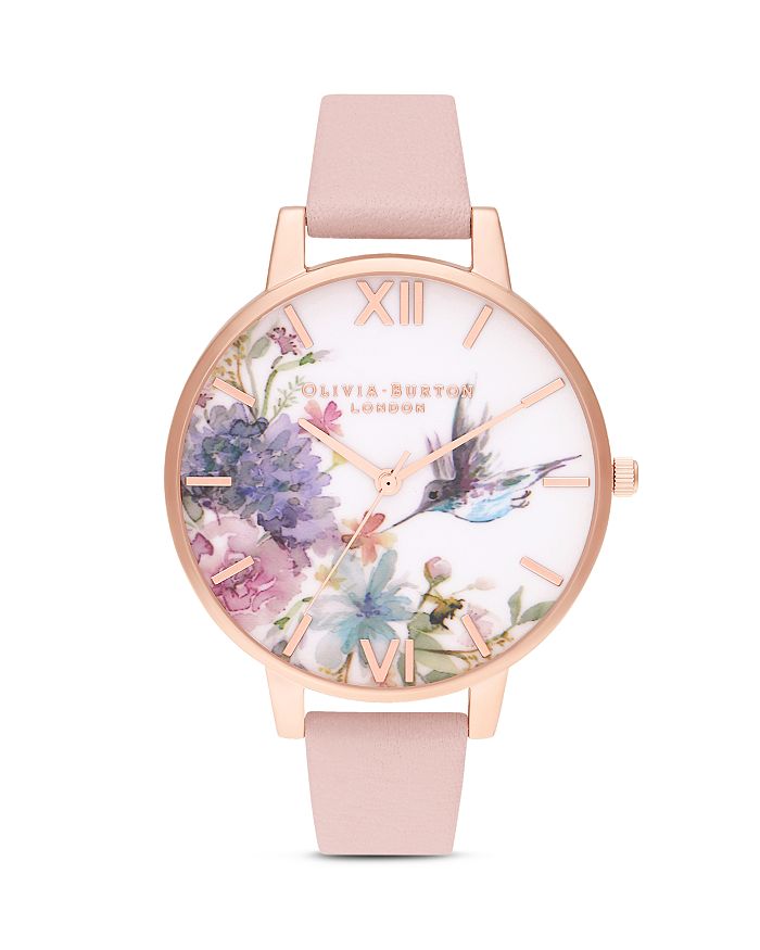 Olivia Burton Hummingbird & Floral Motif Watch, 38mm Bloomingdale's