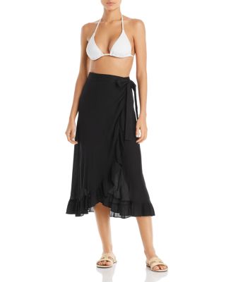 black wrap skirt swim cover up