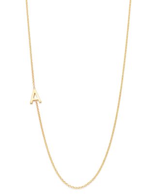 14K Yellow Gold Asymmetrical Initial Pendant Necklace, 18"L