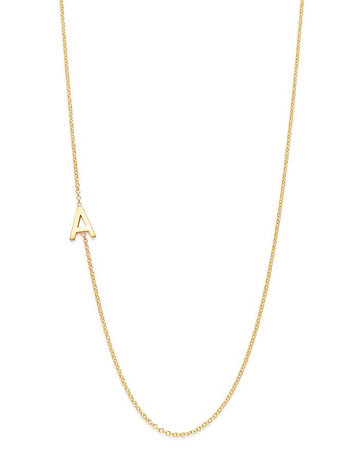 Shop Zoe Lev 14k Yellow Gold Asymmetrical Initial Pendant Necklace, 18l In T/gold