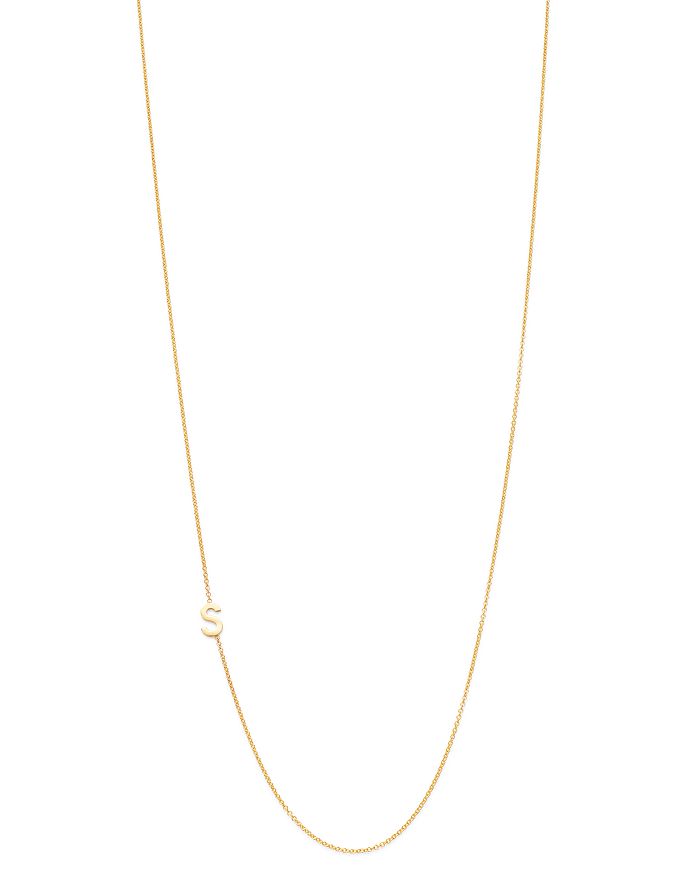 Zoe Lev 14k Yellow Gold Asymmetrical Initial Pendant Necklace, 18l In S/gold