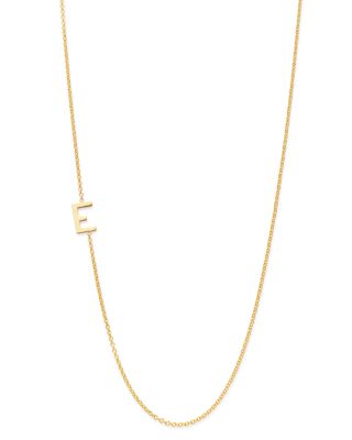 14K Yellow Gold Asymmetrical Initial Pendant Necklace, 18"L