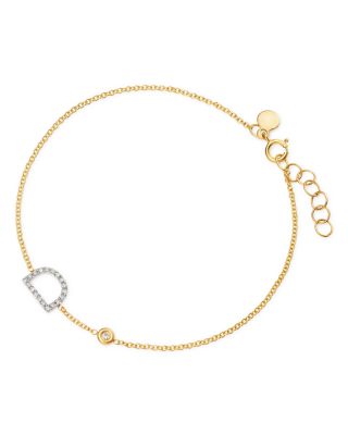 14K Yellow Gold Diamond Initial & Bezel Bracelet